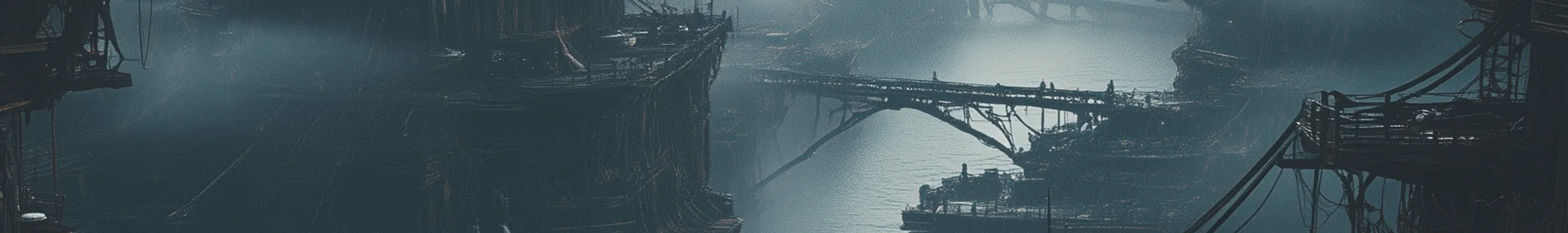 Illustrazione evocativa di una città fantasma tra le paludi per l'avventura Storia di un tempo che fu